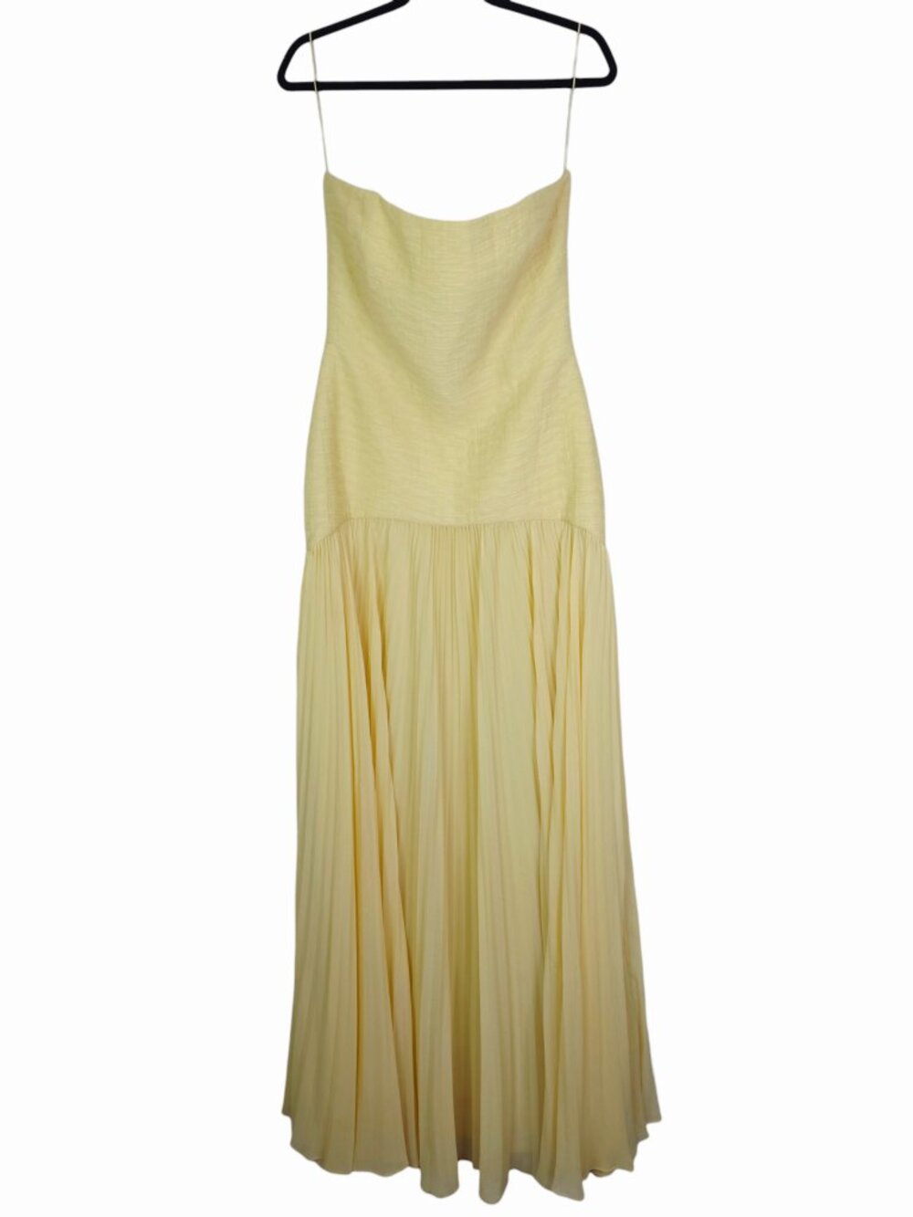Alexis Sunniva Dress Yellow Pleated‎ Strapless Plissé Maxi Gown Size L - Picture 3 of 16